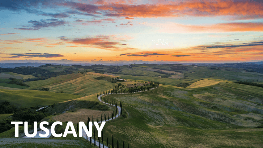 Toscana, Italia arriendos en paisajes clasicos